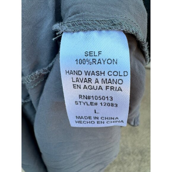 Andrée By Unit Embroidered Lace-Up Tunic Boho Mexican Tunic Top Gray Floral L - Picture 11 of 11